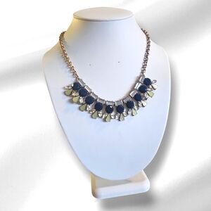 Vintage Elegant J Crew Rhinestone and Black StoneStatement Necklace, Adjustable.